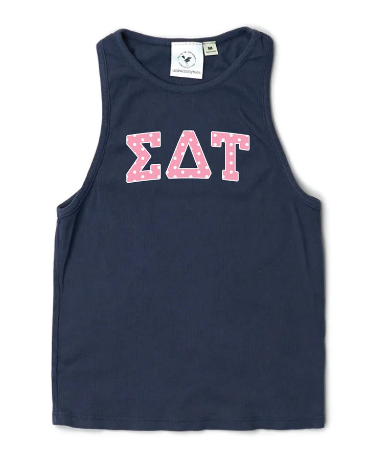 Pink Polka Dot Midnight Sky Sorority Tank