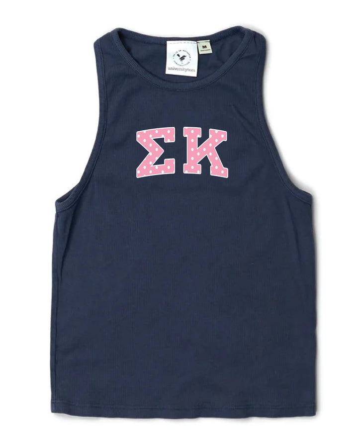 Pink Polka Dot Midnight Sky Sorority Tank
