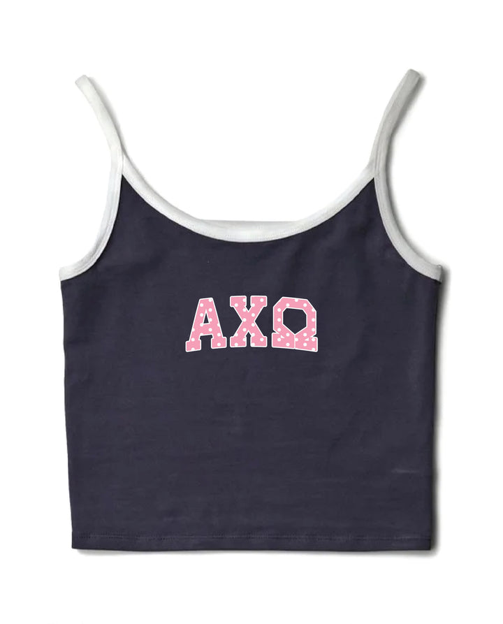 Pink Polka Dot Midnight Sky/White Sorority Contrast Tank