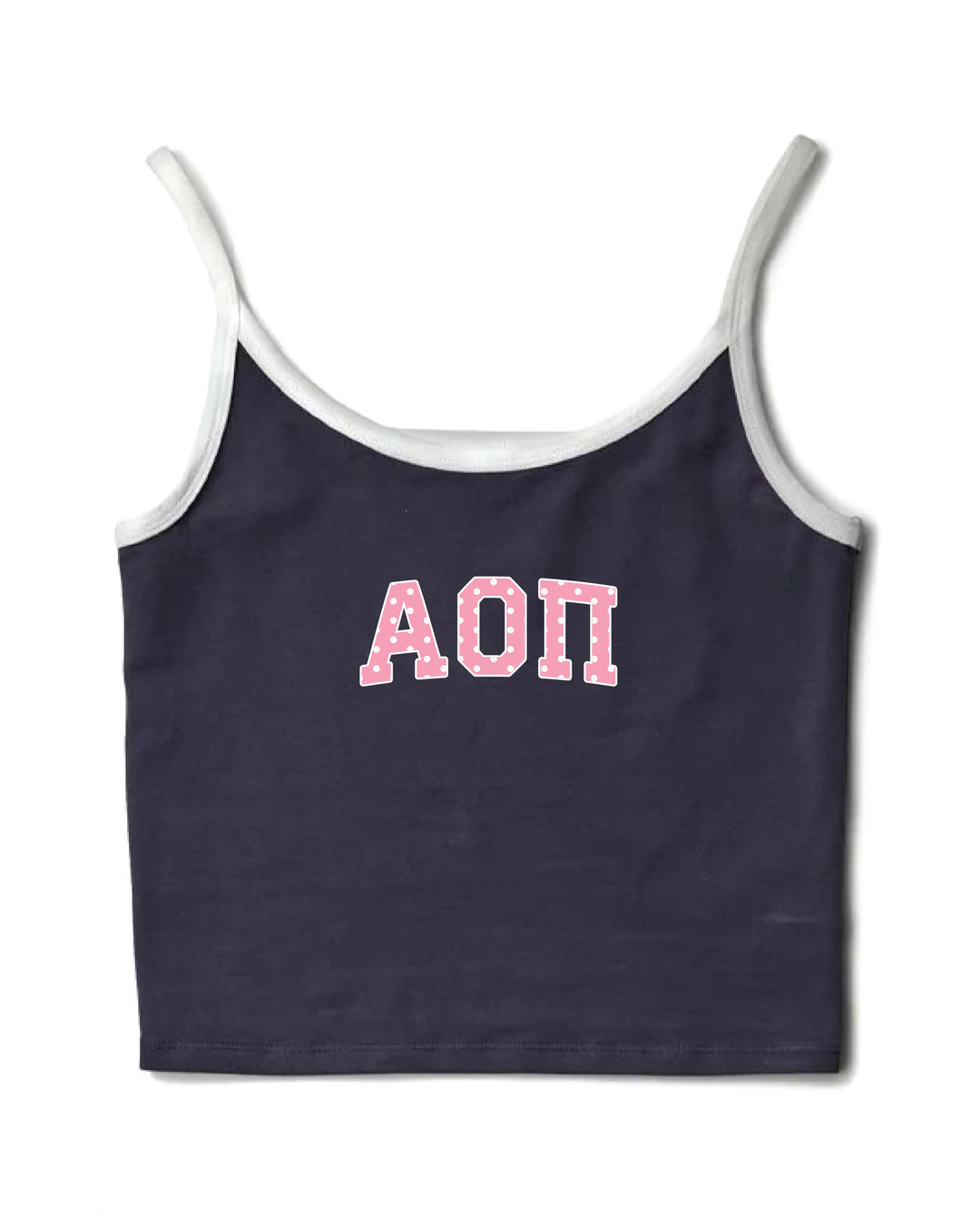 Pink Polka Dot Midnight Sky/White Sorority Contrast Tank