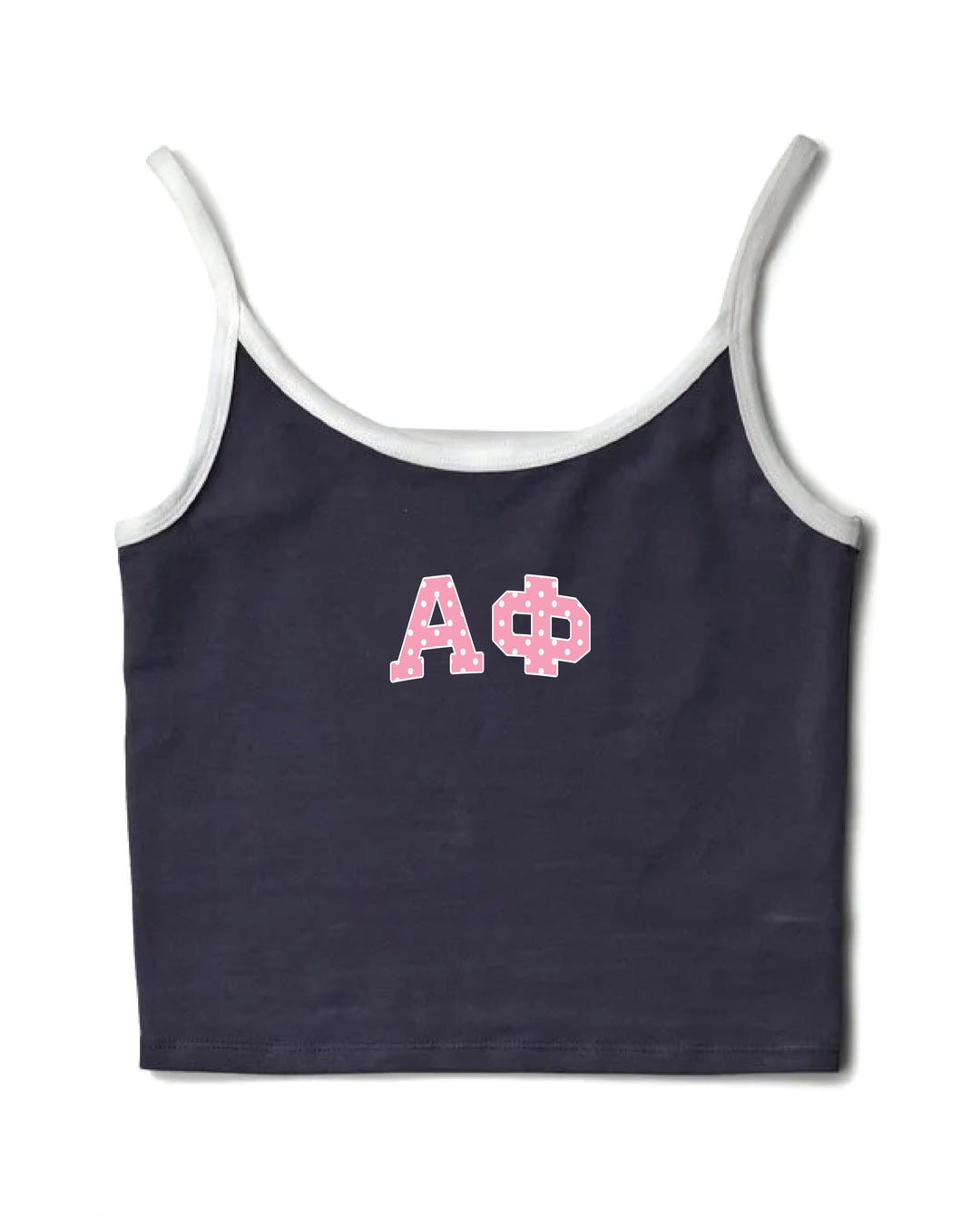 Pink Polka Dot Midnight Sky/White Sorority Contrast Tank