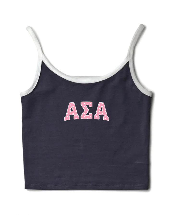 Pink Polka Dot Midnight Sky/White Sorority Contrast Tank