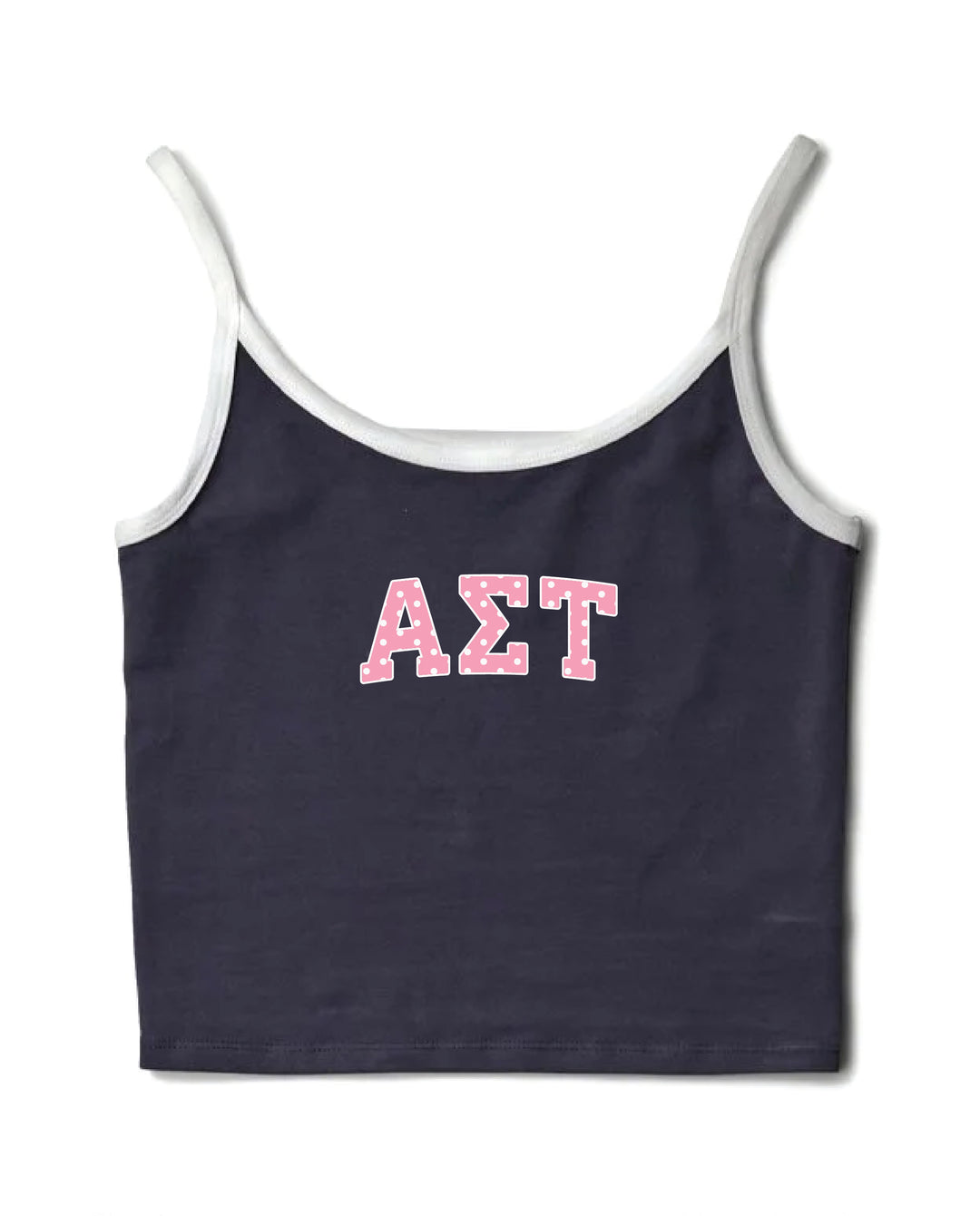 Pink Polka Dot Midnight Sky/White Sorority Contrast Tank