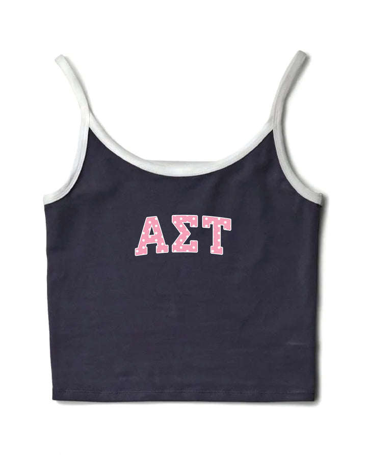 Pink Polka Dot Midnight Sky/White Sorority Contrast Tank