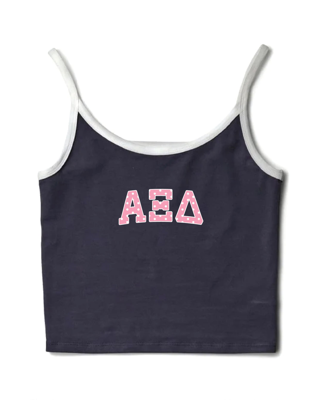 Pink Polka Dot Midnight Sky/White Sorority Contrast Tank