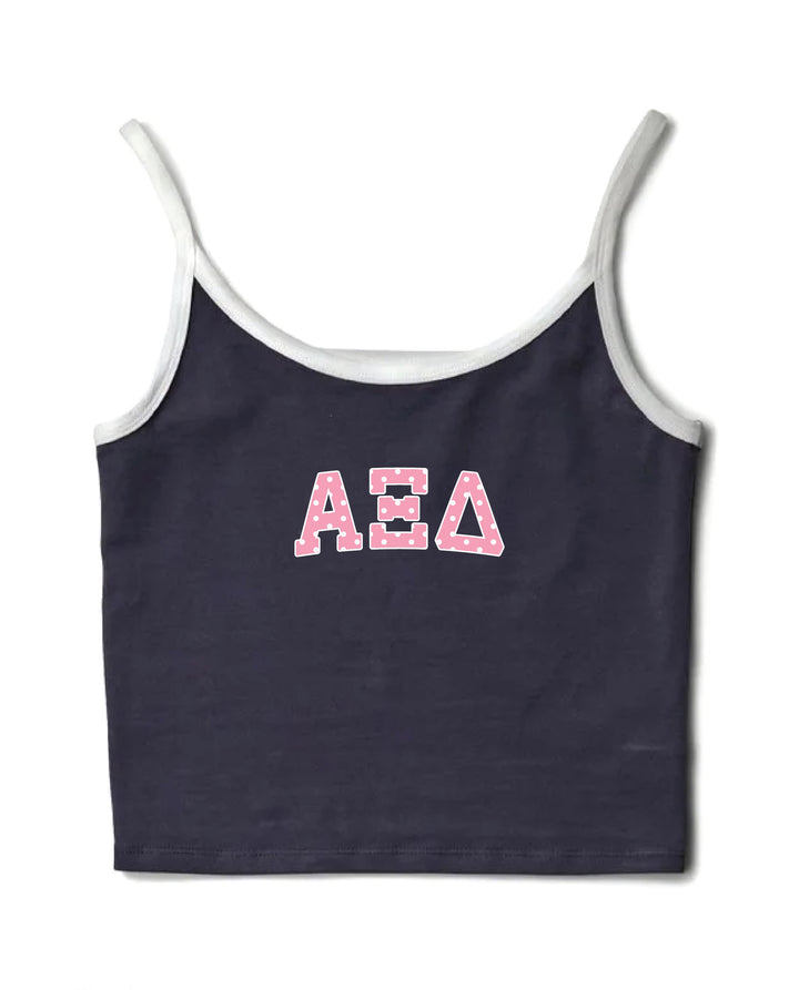 Pink Polka Dot Midnight Sky/White Sorority Contrast Tank
