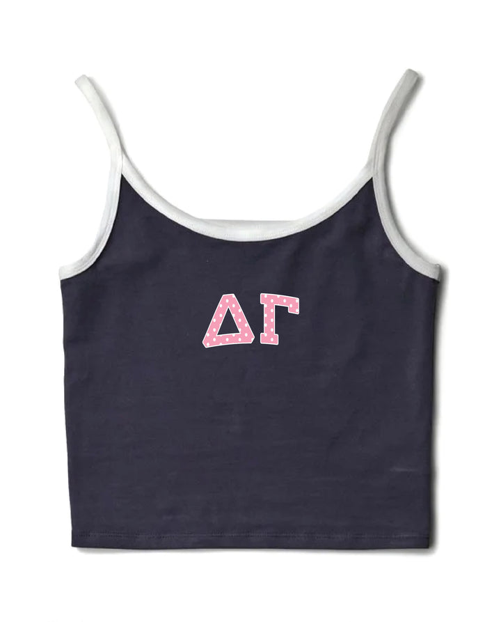 Pink Polka Dot Midnight Sky/White Sorority Contrast Tank