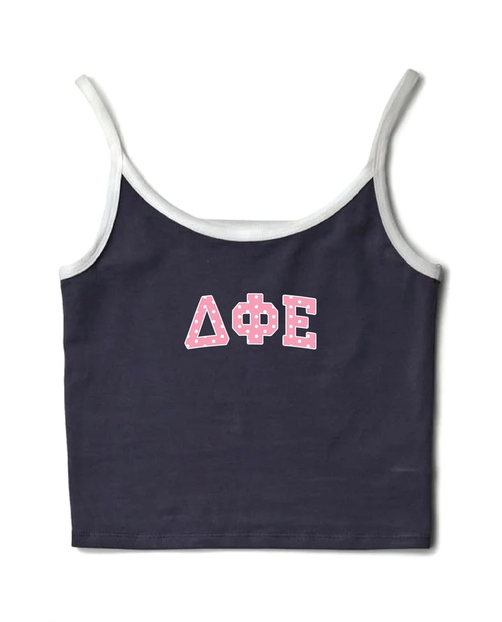 Pink Polka Dot Midnight Sky/White Sorority Contrast Tank