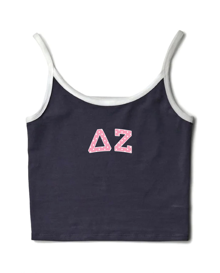 Pink Polka Dot Midnight Sky/White Sorority Contrast Tank