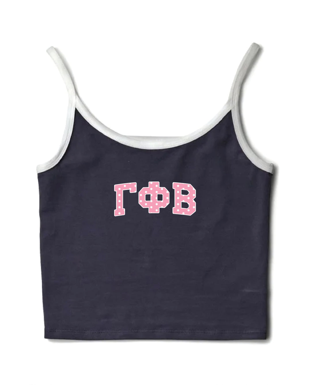 Pink Polka Dot Midnight Sky/White Sorority Contrast Tank