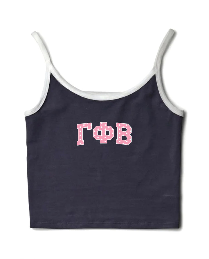 Pink Polka Dot Midnight Sky/White Sorority Contrast Tank