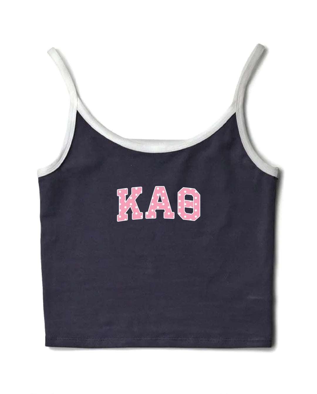 Pink Polka Dot Midnight Sky/White Sorority Contrast Tank