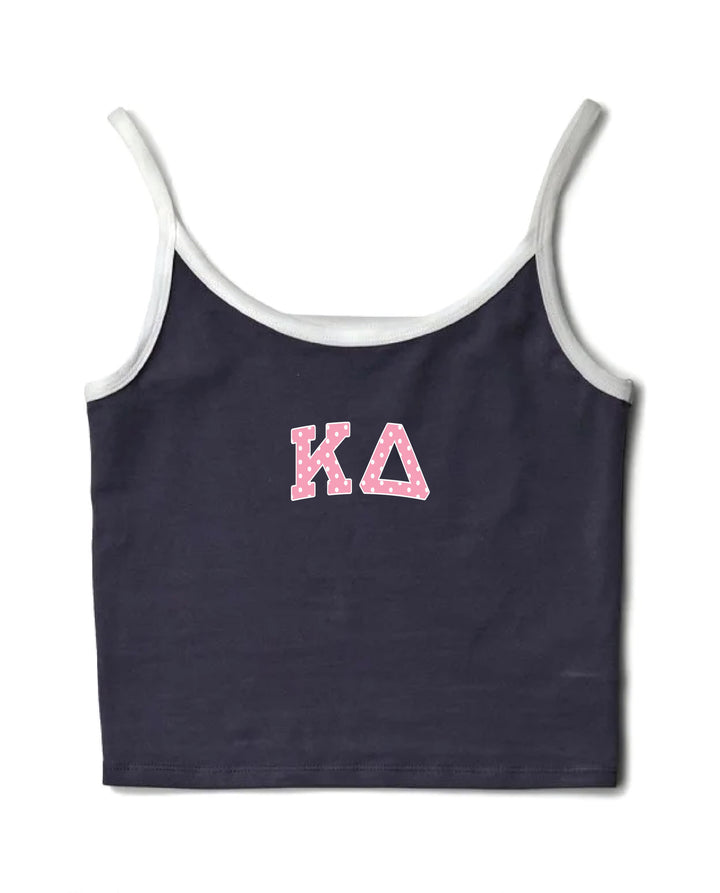 Pink Polka Dot Midnight Sky/White Sorority Contrast Tank