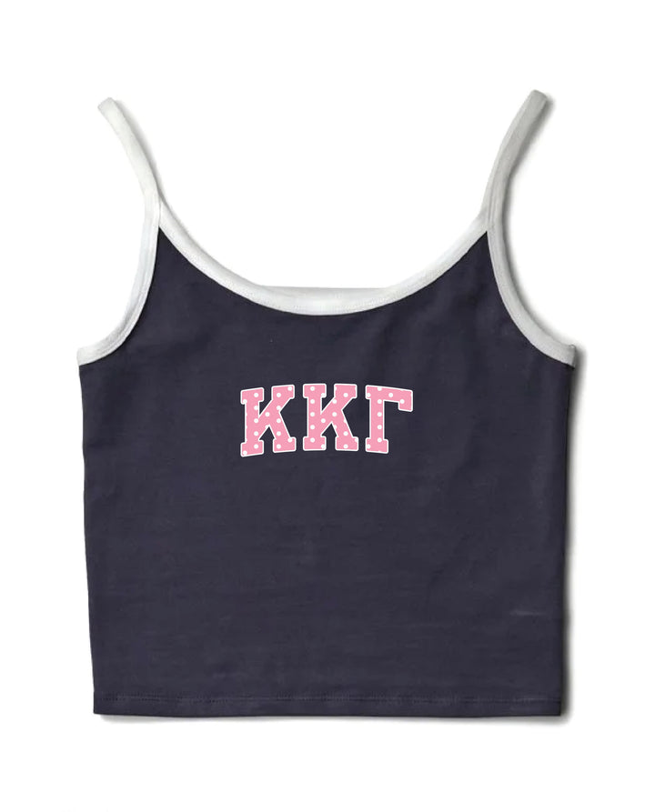 Pink Polka Dot Midnight Sky/White Sorority Contrast Tank