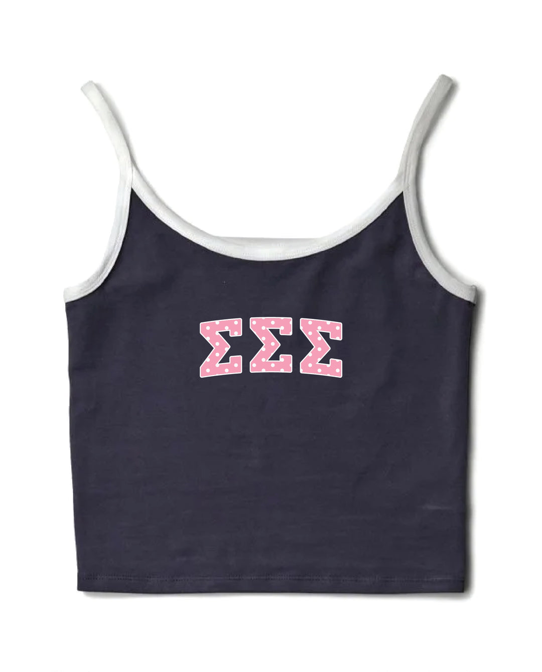 Pink Polka Dot Midnight Sky/White Sorority Contrast Tank