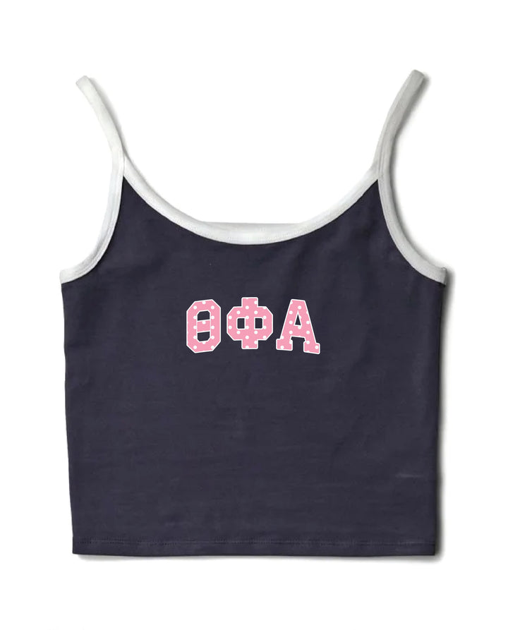 Pink Polka Dot Midnight Sky/White Sorority Contrast Tank