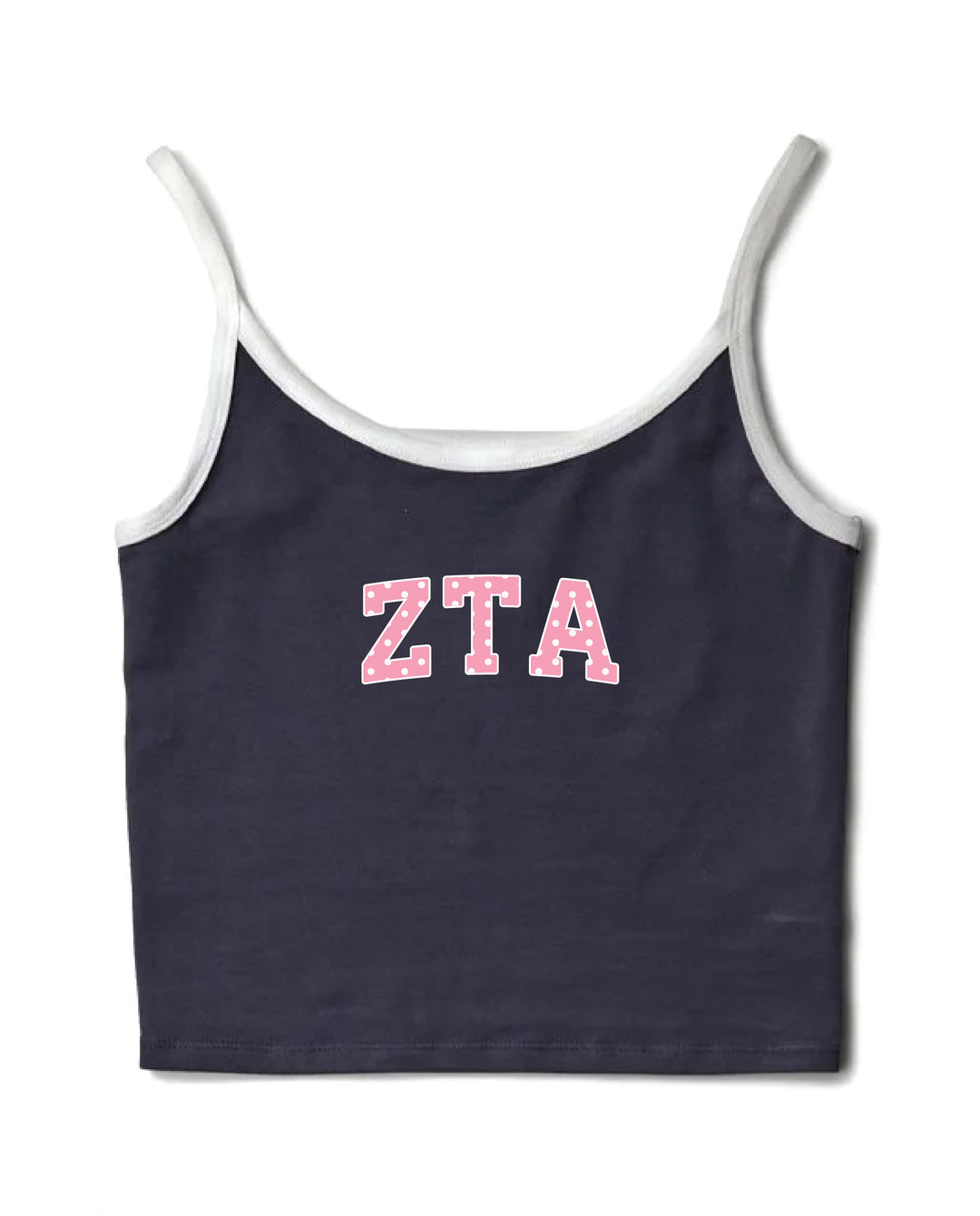 Pink Polka Dot Midnight Sky/White Sorority Contrast Tank