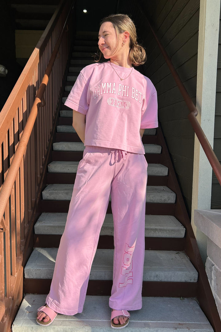 Powder Pink Striped Wide Leg Sorority Pants
