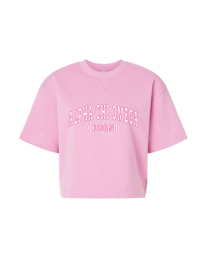 Power Pink Striped Boxy Sorority Tee