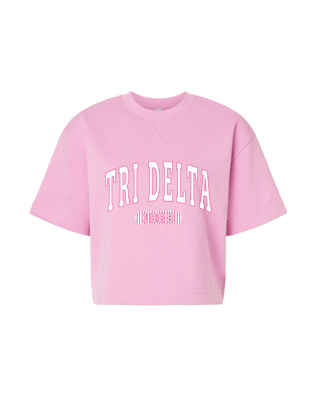 Power Pink Striped Boxy Sorority Tee