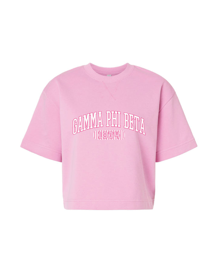 Power Pink Striped Boxy Sorority Tee