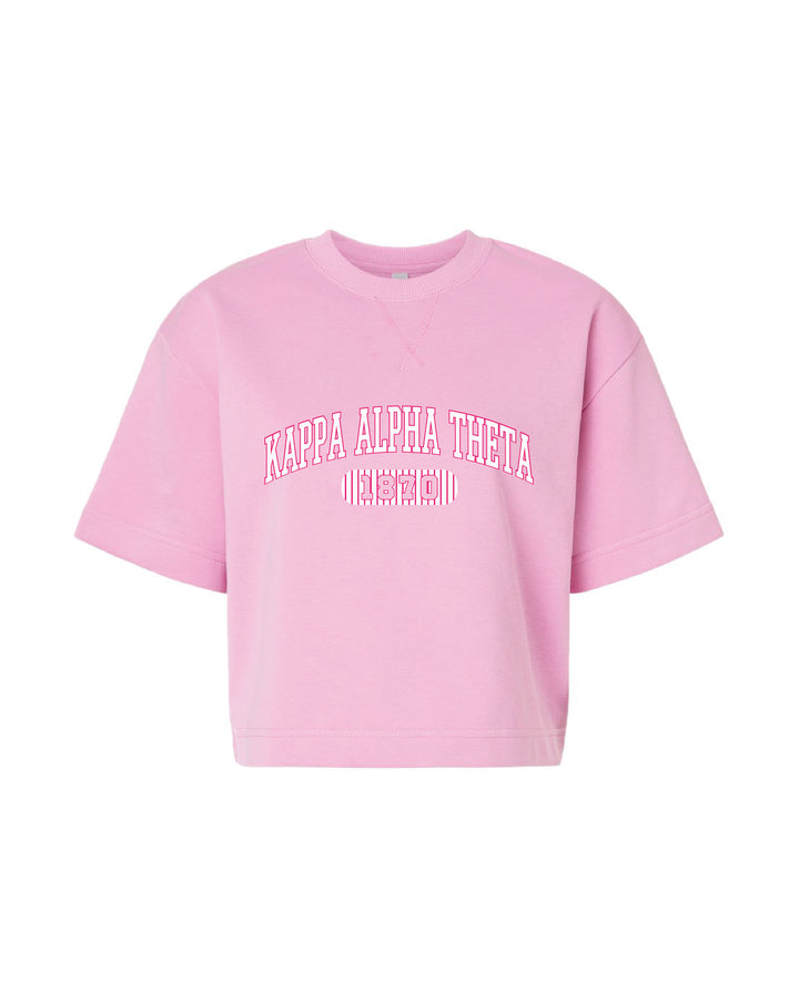 Power Pink Striped Boxy Sorority Tee
