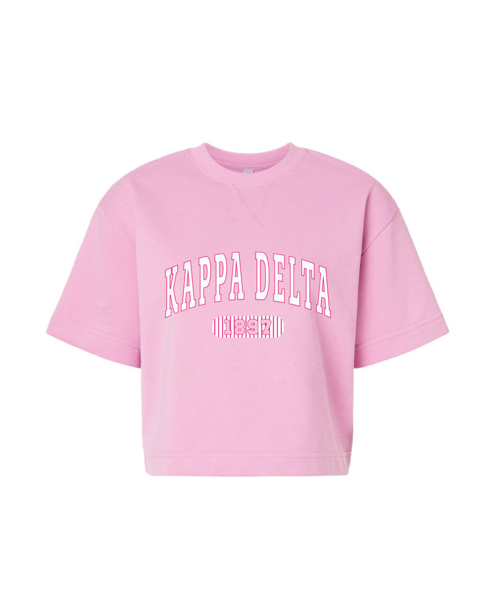 Power Pink Striped Boxy Sorority Tee