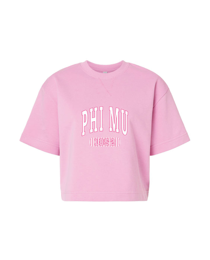 Power Pink Striped Boxy Sorority Tee