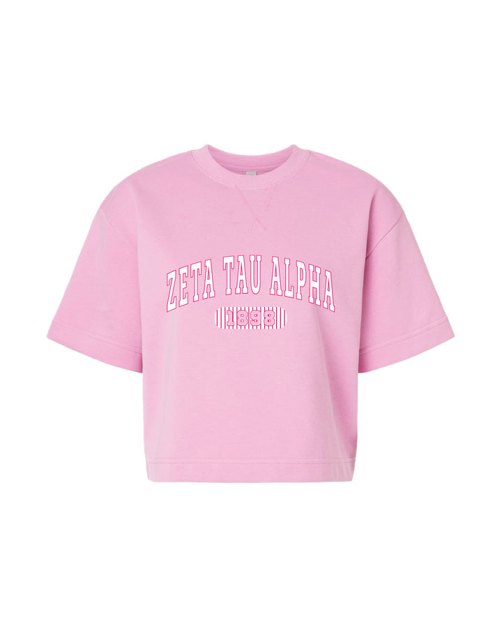 Power Pink Striped Boxy Sorority Tee
