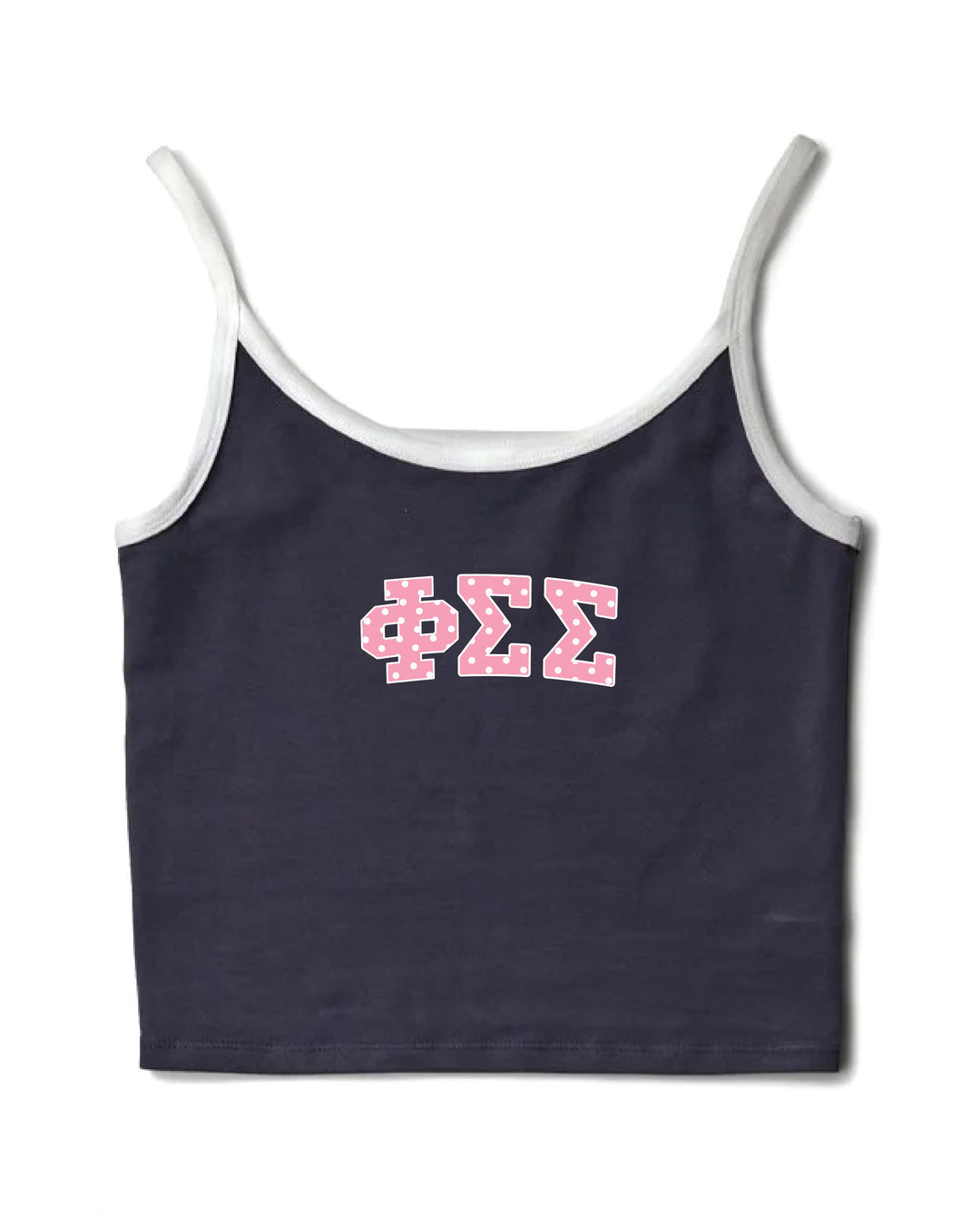 Pink Polka Dot Midnight Sky/White Sorority Contrast Tank