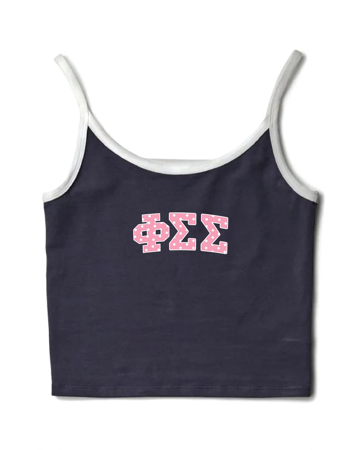 Pink Polka Dot Midnight Sky/White Sorority Contrast Tank