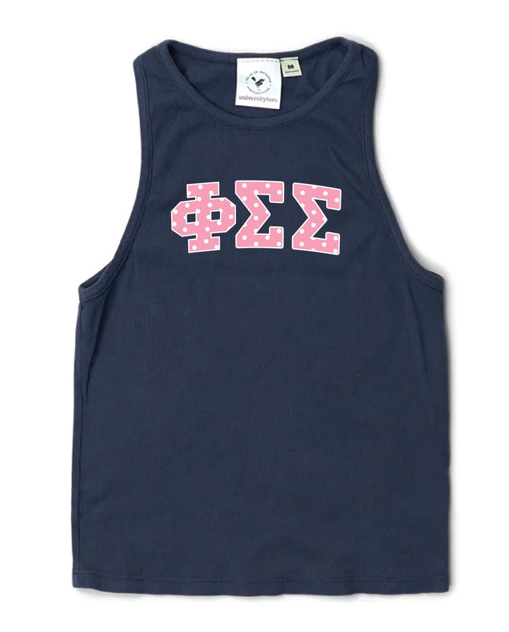 Pink Polka Dot Midnight Sky Sorority Tank
