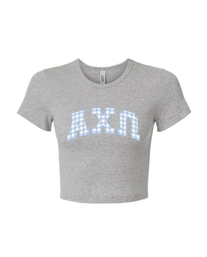 Gingham Heather Grey Sorority Baby Tee