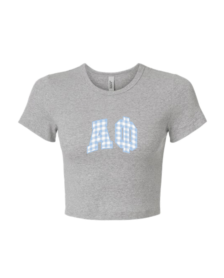 Gingham Heather Grey Sorority Baby Tee
