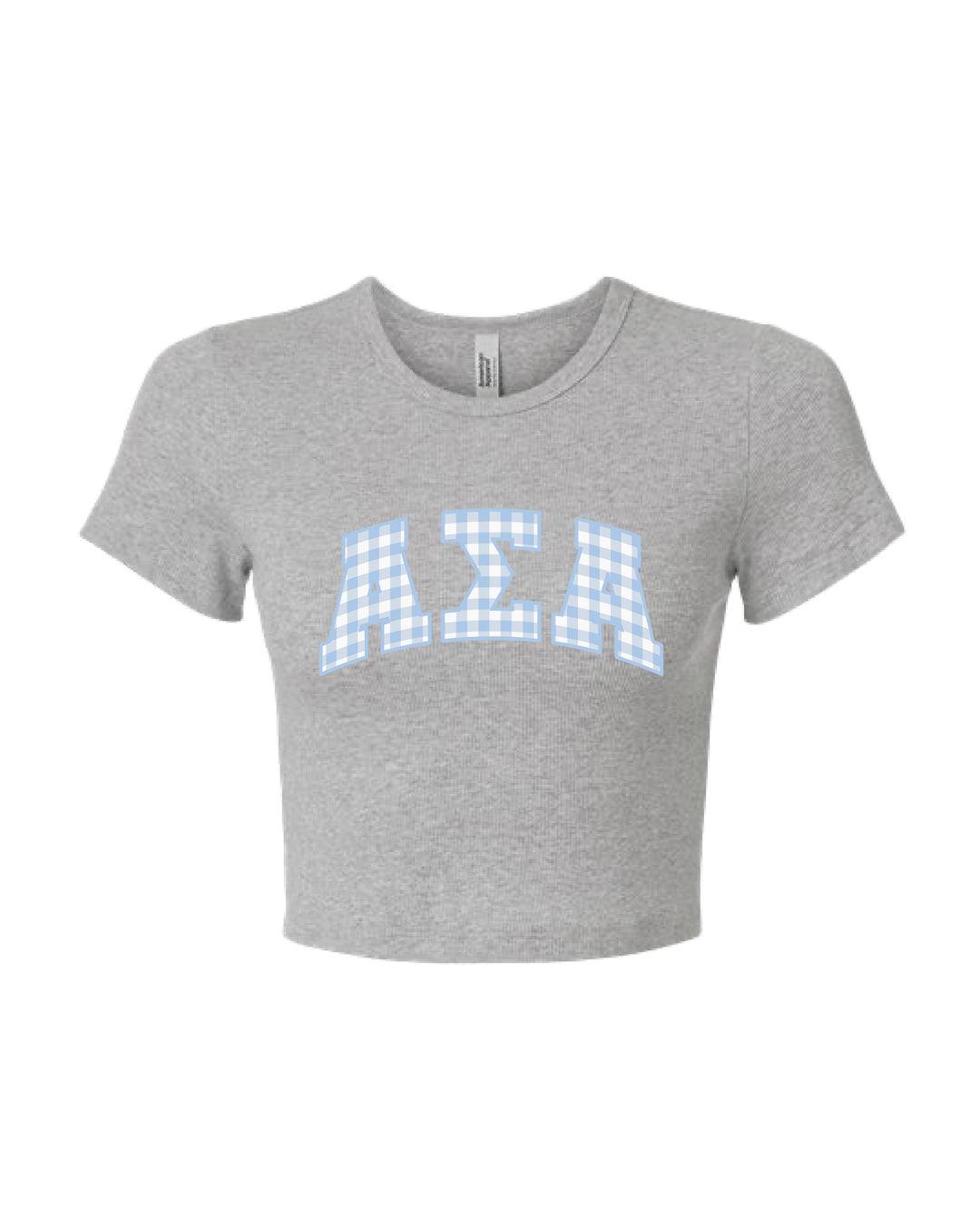 Gingham Heather Grey Sorority Baby Tee
