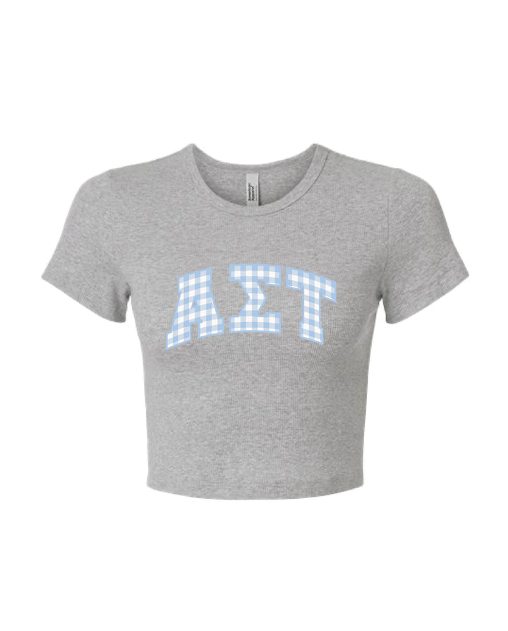 Gingham Heather Grey Sorority Baby Tee