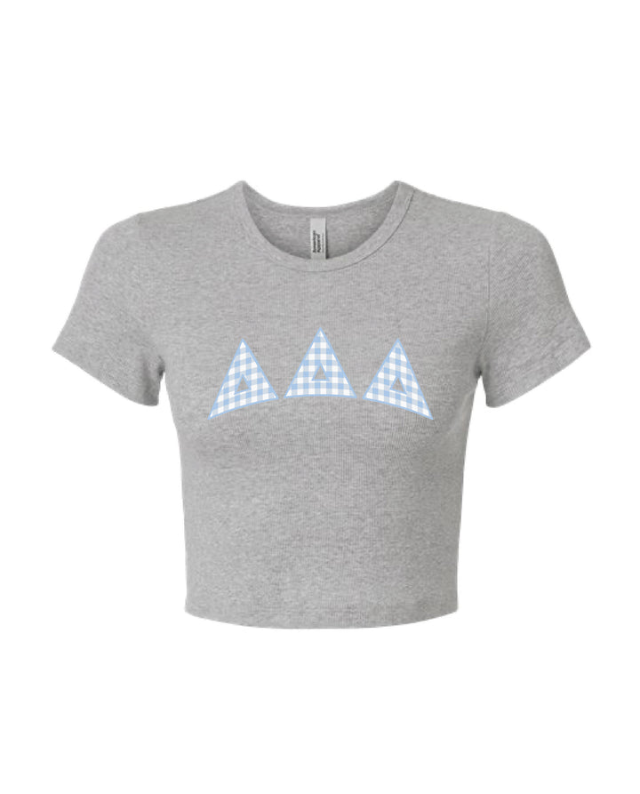 Gingham Heather Grey Sorority Baby Tee