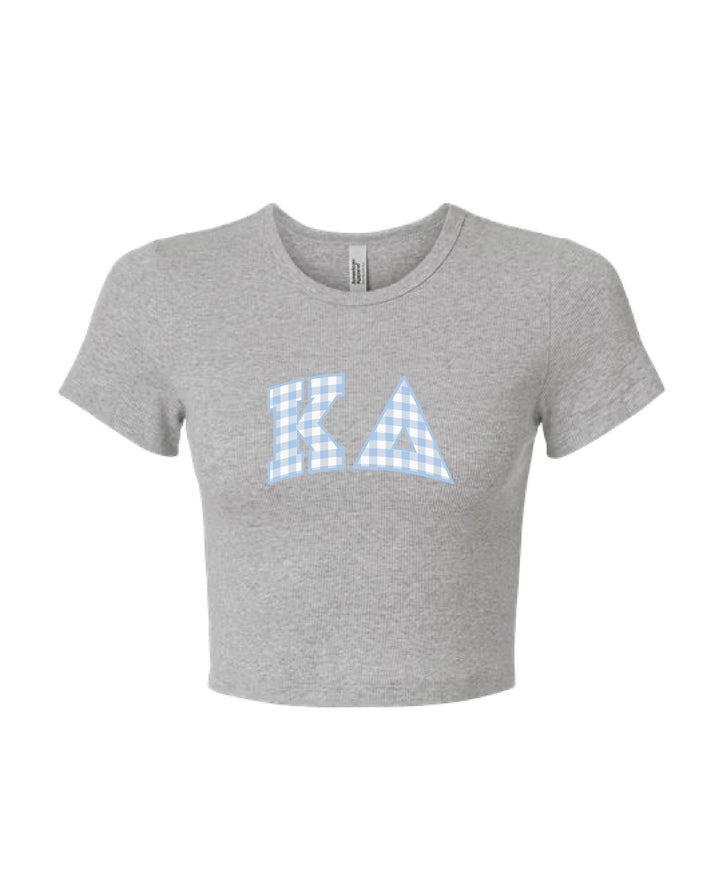 Gingham Heather Grey Sorority Baby Tee