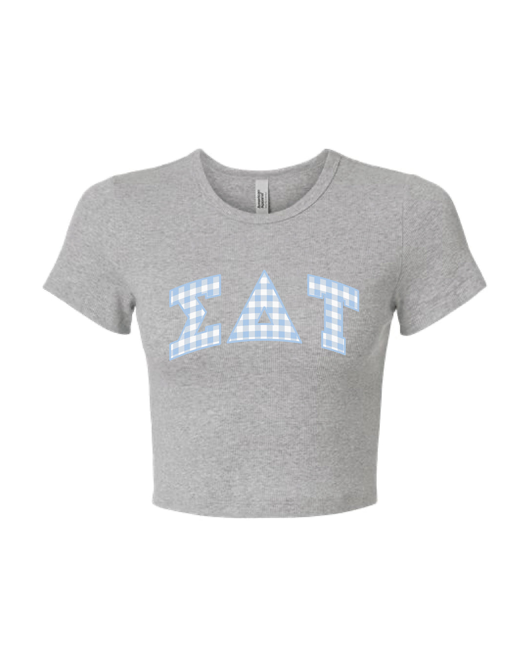 Gingham Heather Grey Sorority Baby Tee