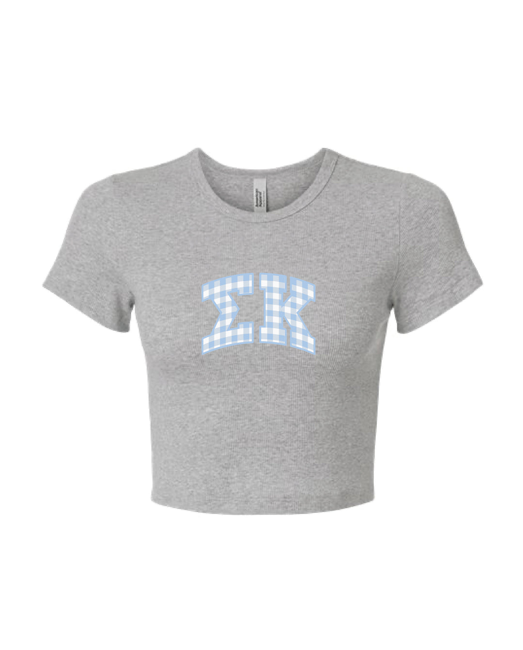 Gingham Heather Grey Sorority Baby Tee