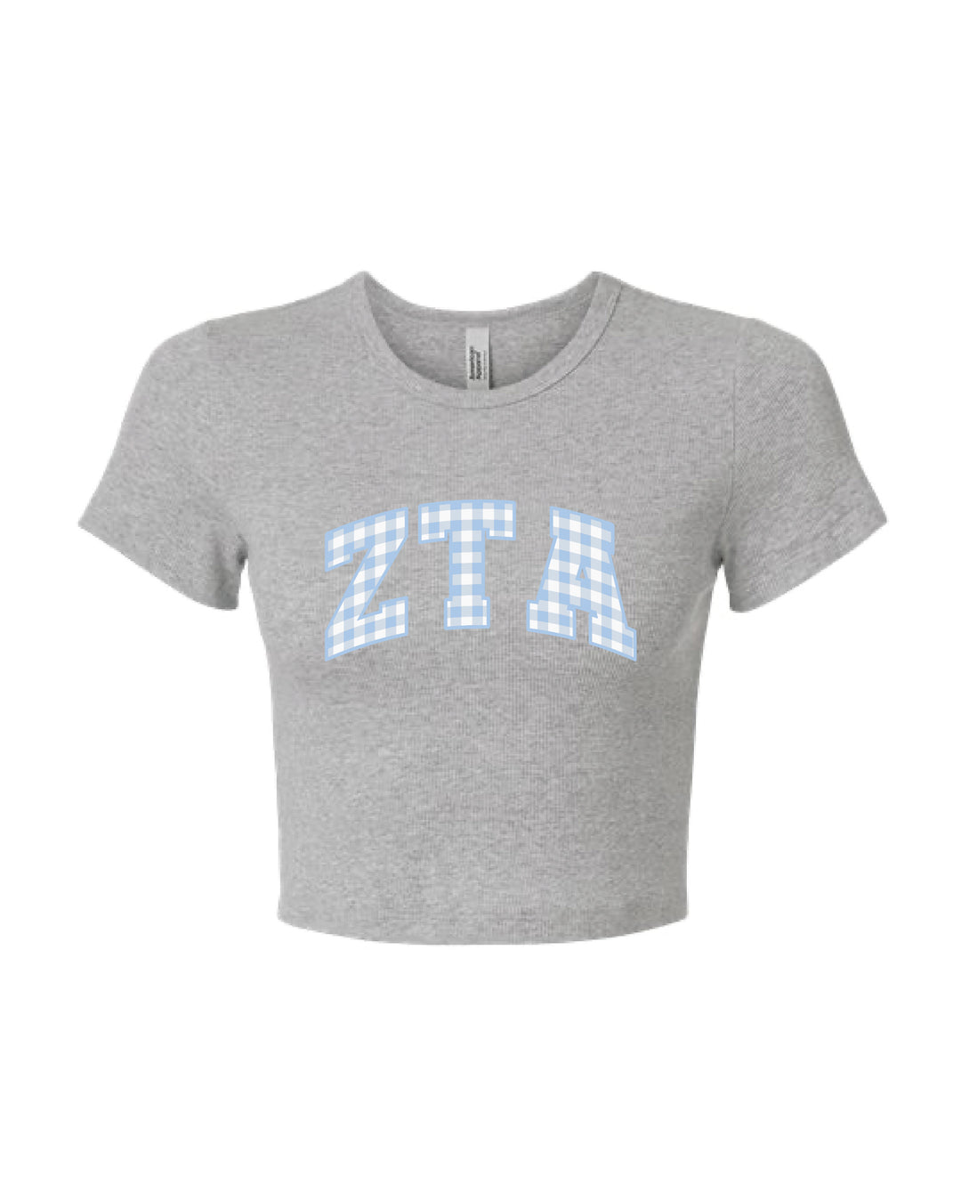 Gingham Heather Grey Sorority Baby Tee