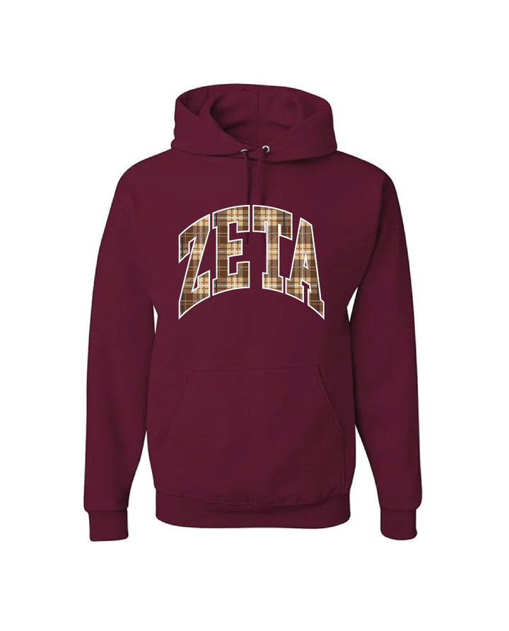 Plaid Letter Maroon Sorority Hoodie
