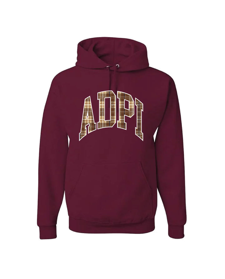 Plaid Letter Maroon Sorority Hoodie