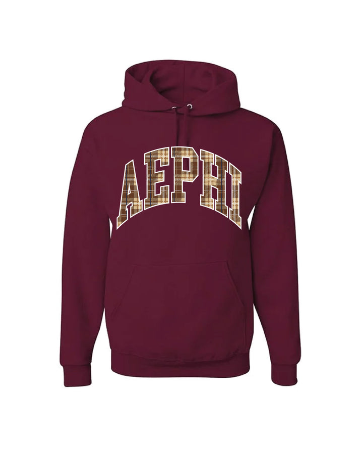 Plaid Letter Maroon Sorority Hoodie