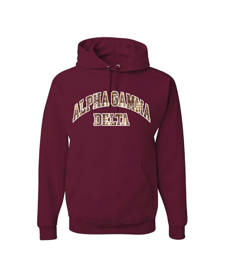 Plaid Letter Maroon Sorority Hoodie