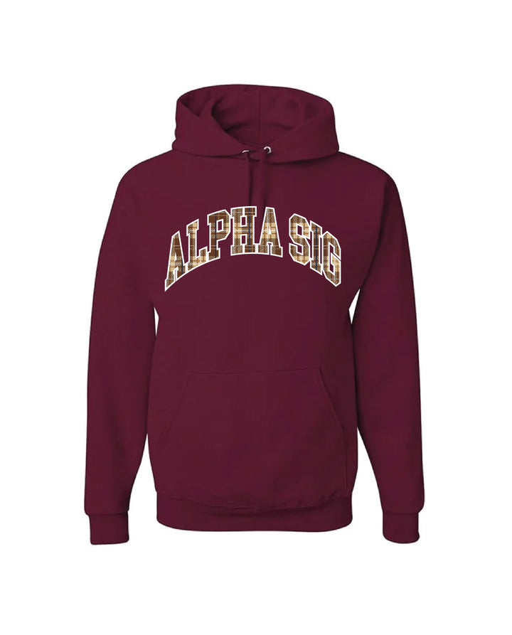 Plaid Letter Maroon Sorority Hoodie