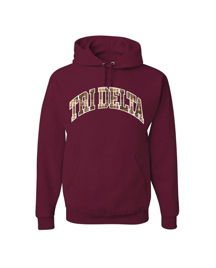 Plaid Letter Maroon Sorority Hoodie