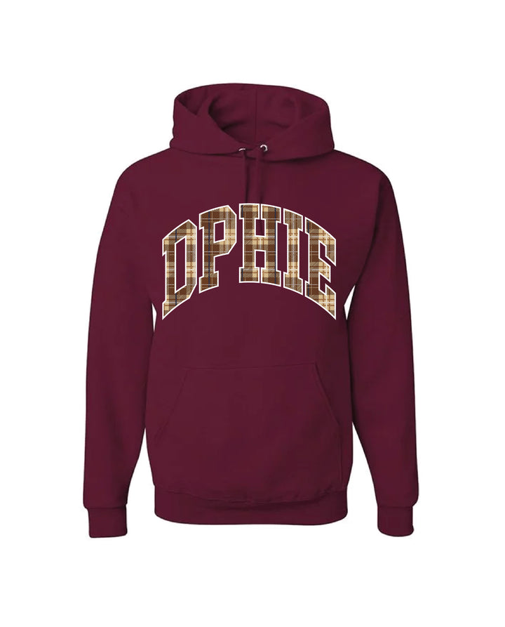 Plaid Letter Maroon Sorority Hoodie