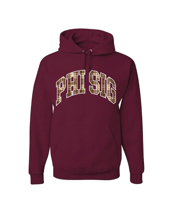 Plaid Letter Maroon Sorority Hoodie