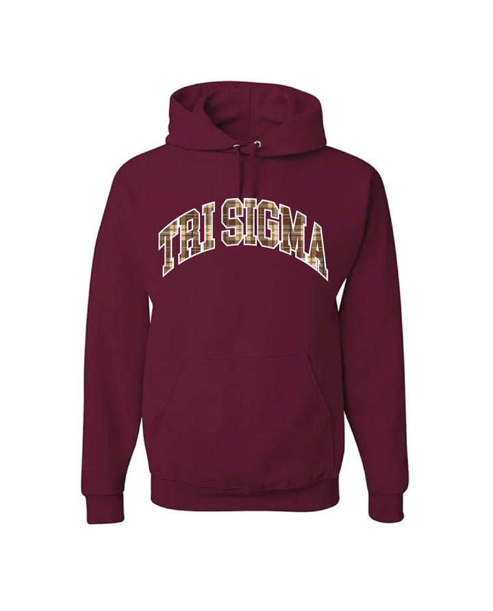 Plaid Letter Maroon Sorority Hoodie